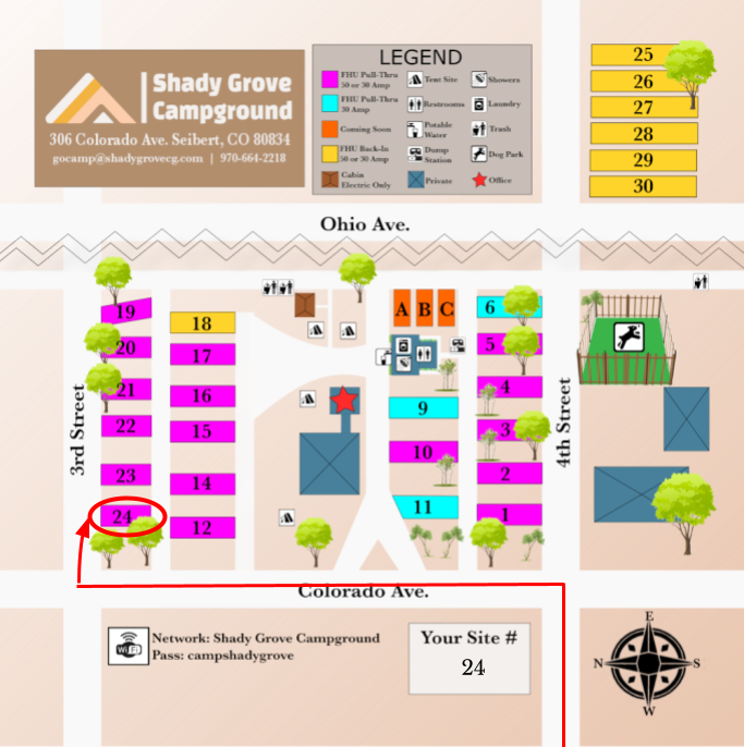 Shady Grove Campground Site Map for Site #24