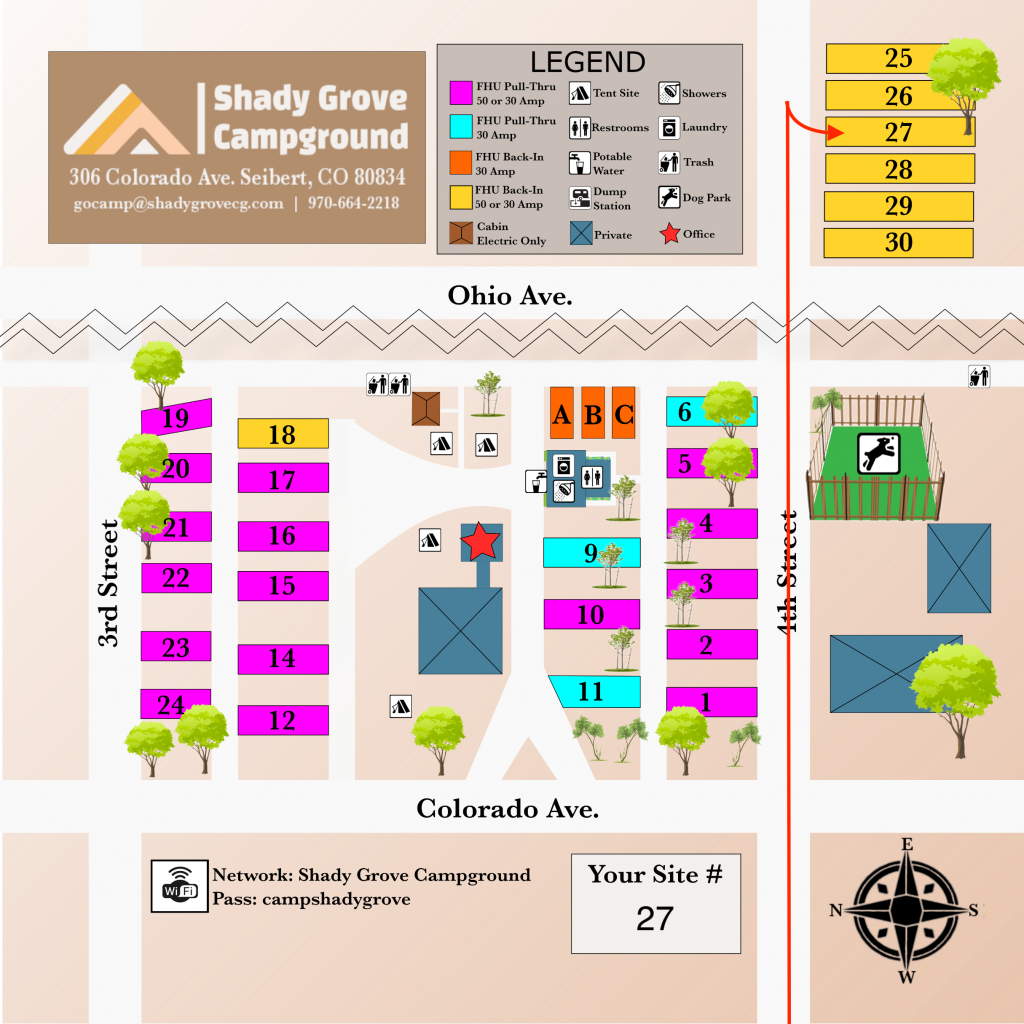 Shady Grove Campground Site Map for Site #27