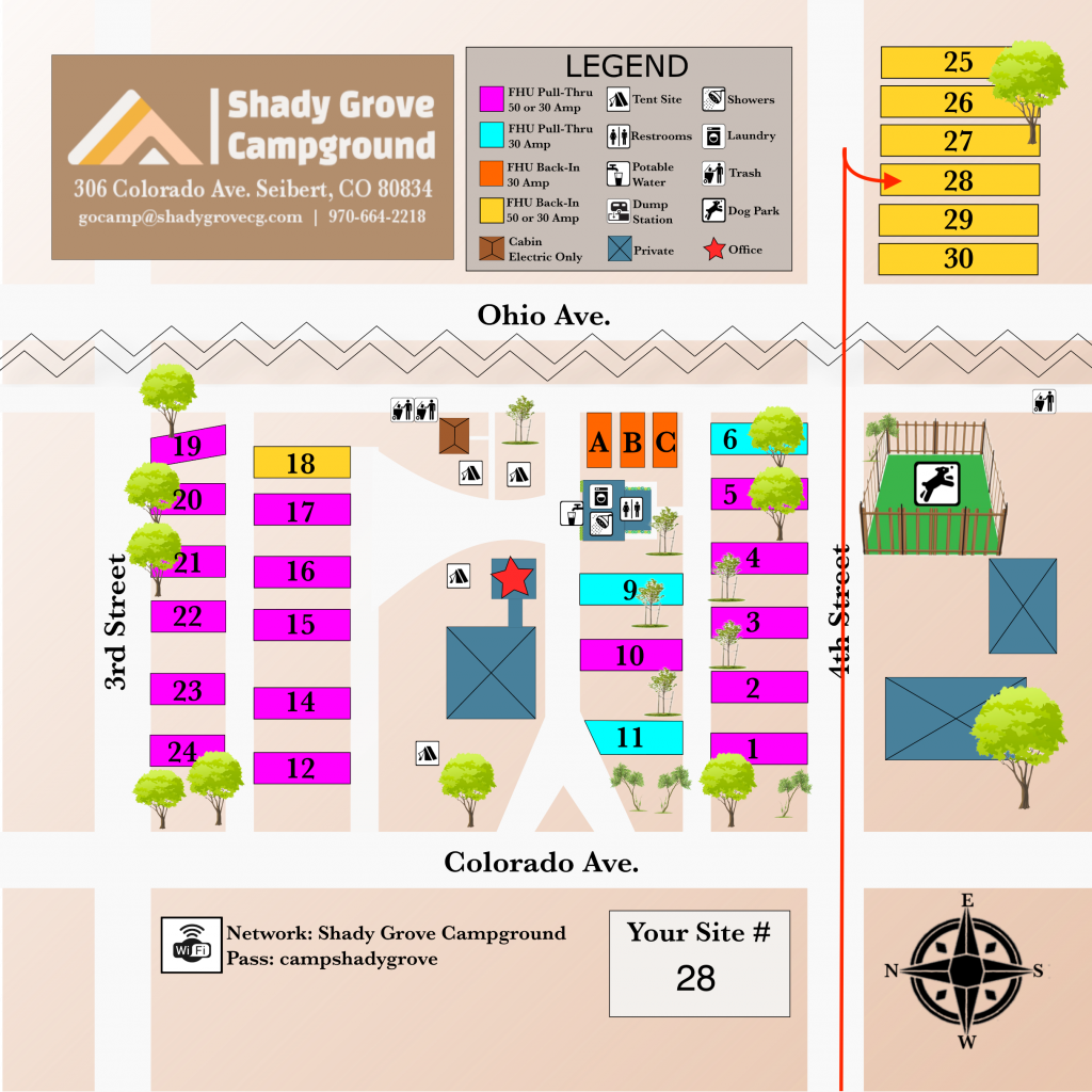Shady Grove Campground Site Map for Site #28