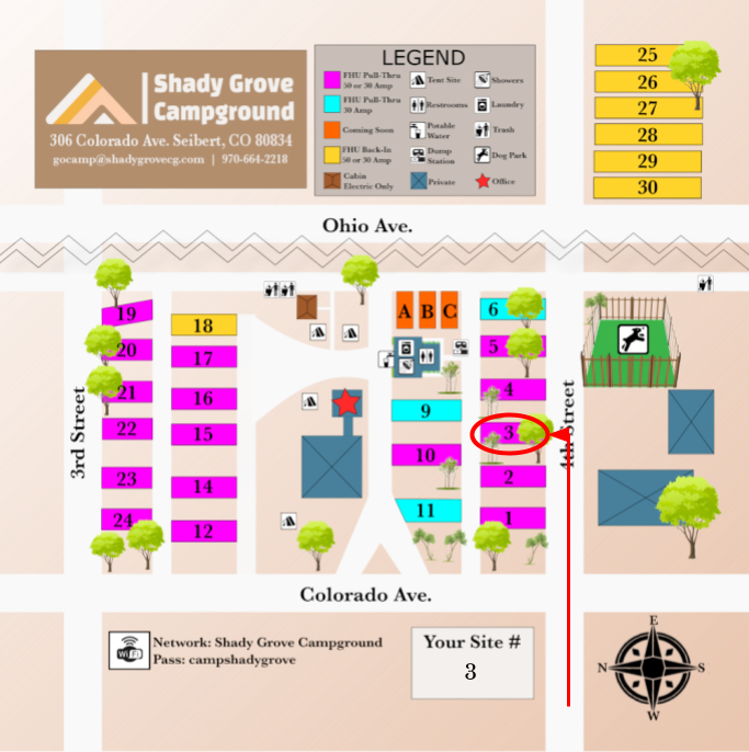 Shady Grove Campground Site Map for Site #3