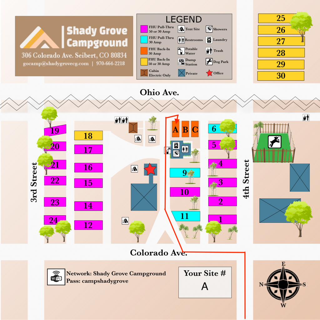 Shady Grove Campground Site Map for Site A
