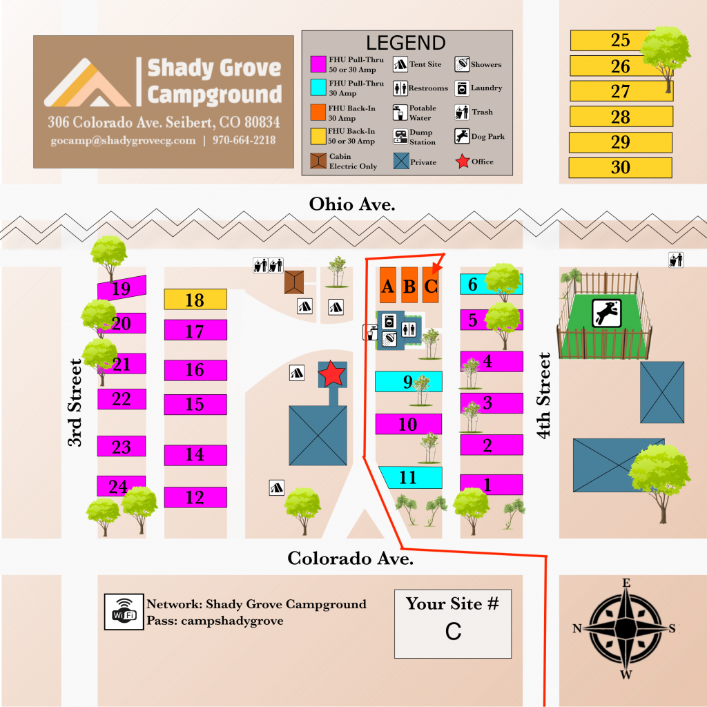 Shady Grove Campground Site Map for Site C